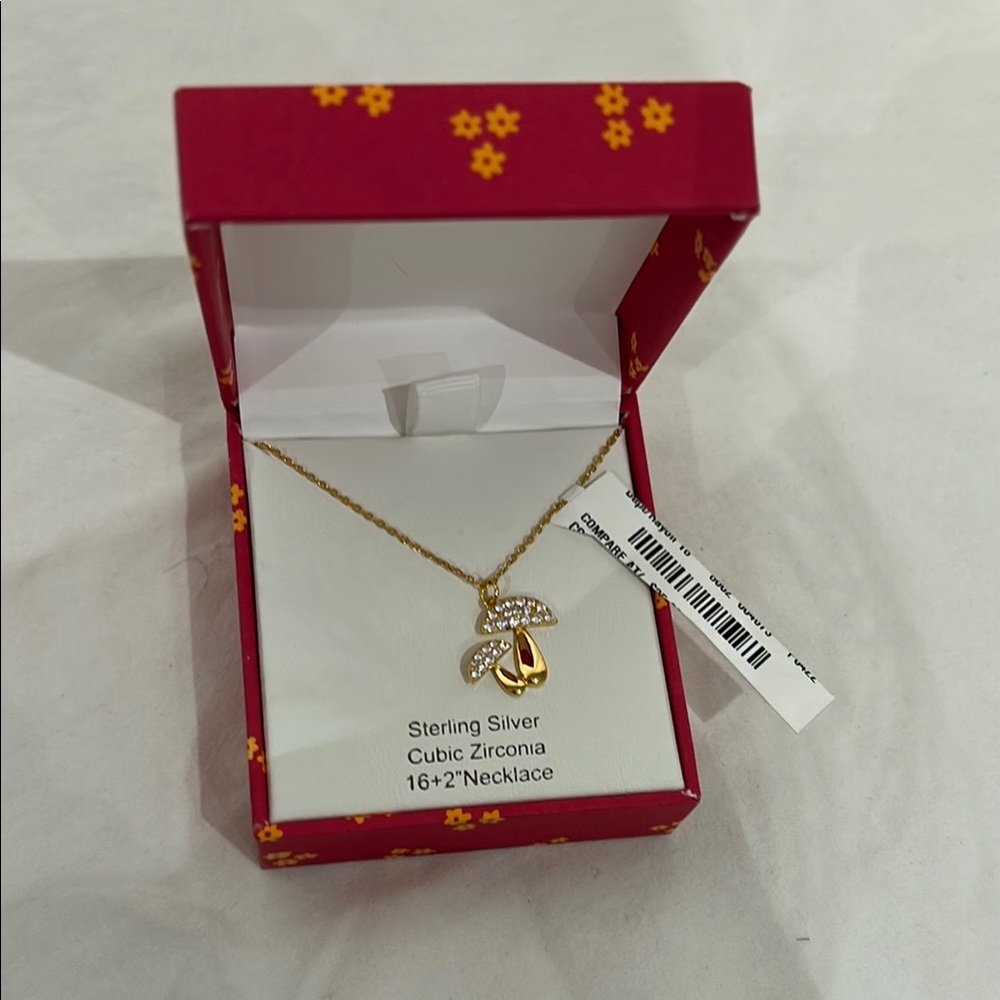 Mushroom Gold and Silver Pendant Necklace